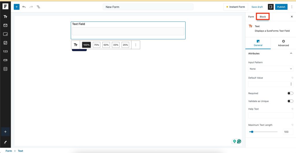 Creating and Publishing a Form Block Setting