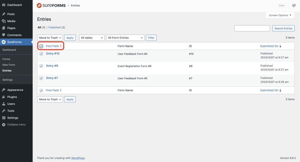 GDPR Compliant Forms bulk select all fields