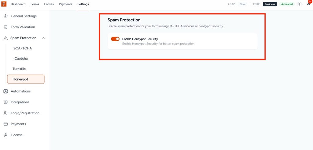 enable honeypot security