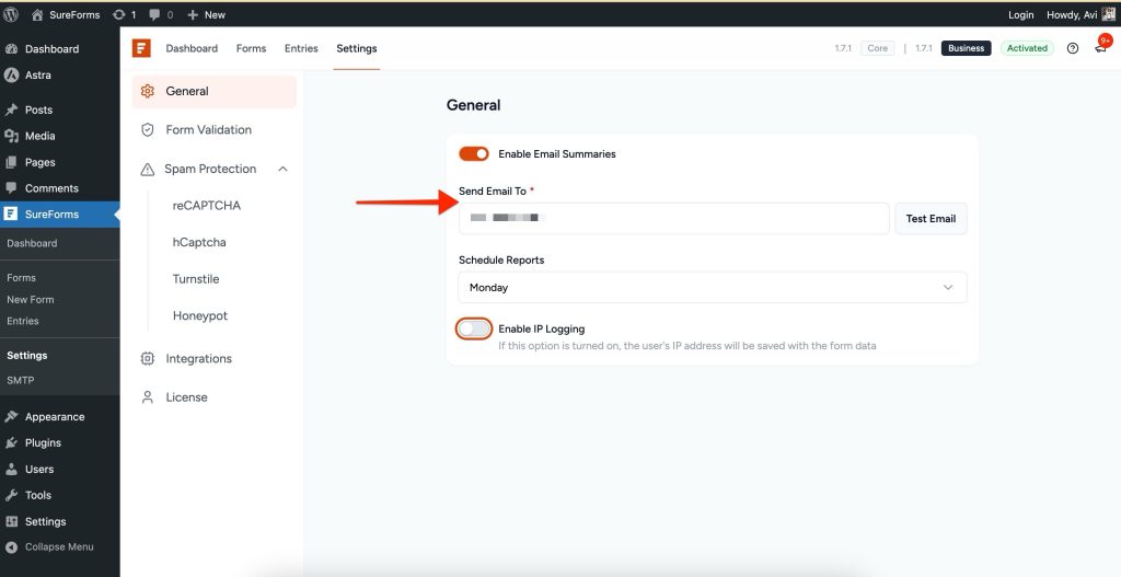 Email Summaries Settings ‹ SureForms — WordPress 2025 06 12 At 1.27.05 PM 1024x527