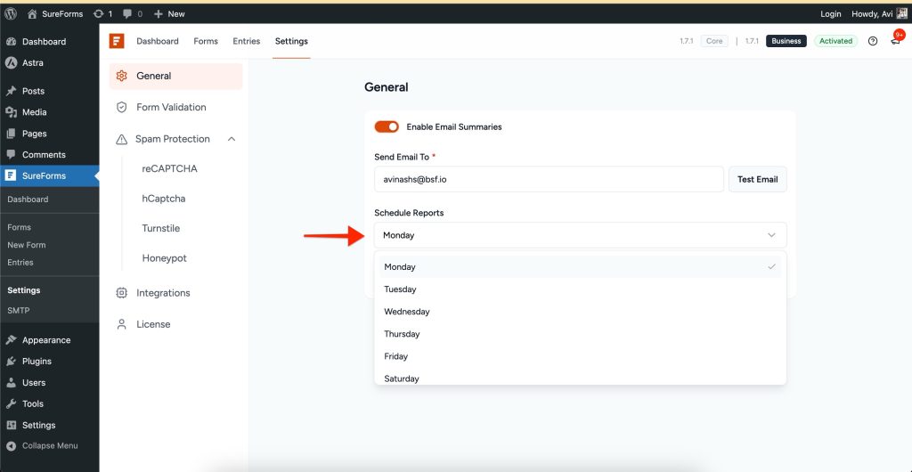 Email Summaries Settings ‹ SureForms — WordPress 2025 06 12 At 1.31.22 PM 1024x530