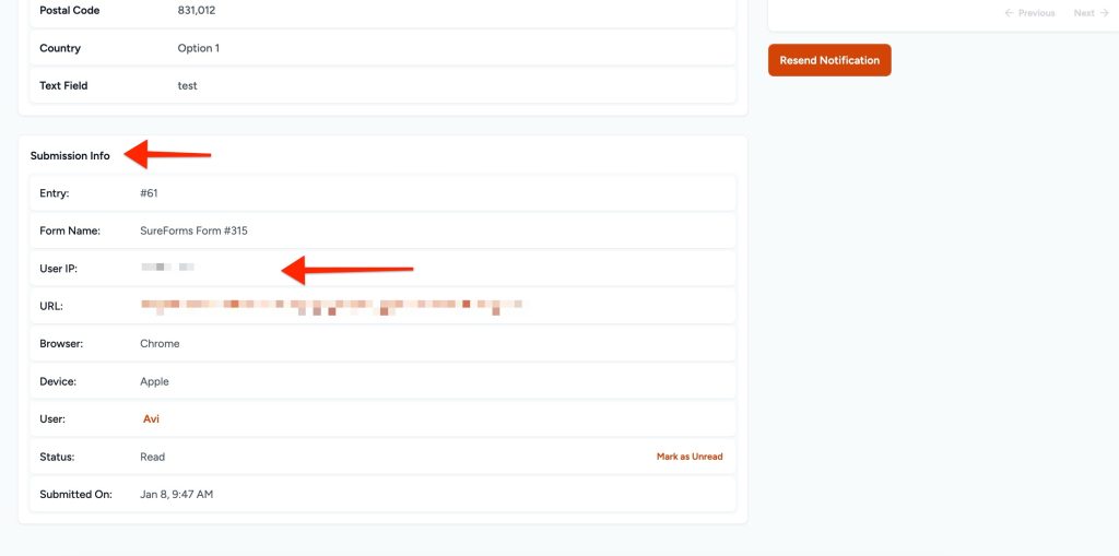 Enable IP Logging submission info