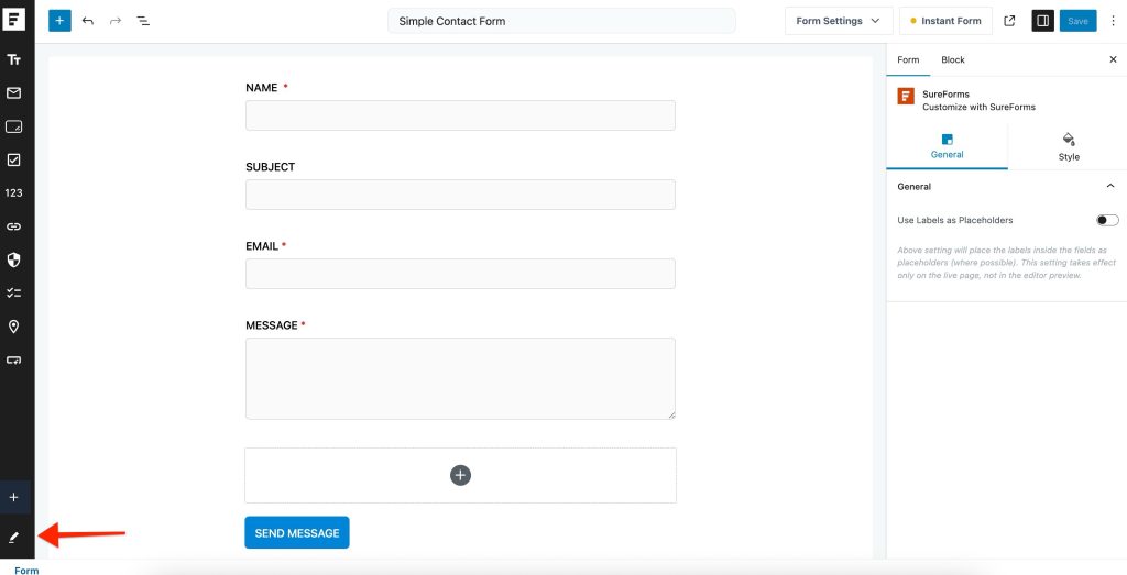 SureForms - Quick Action Bar rearrange