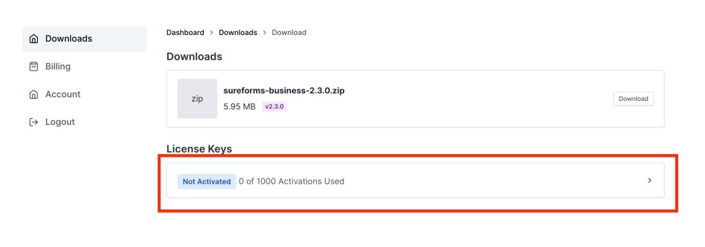 view your license key