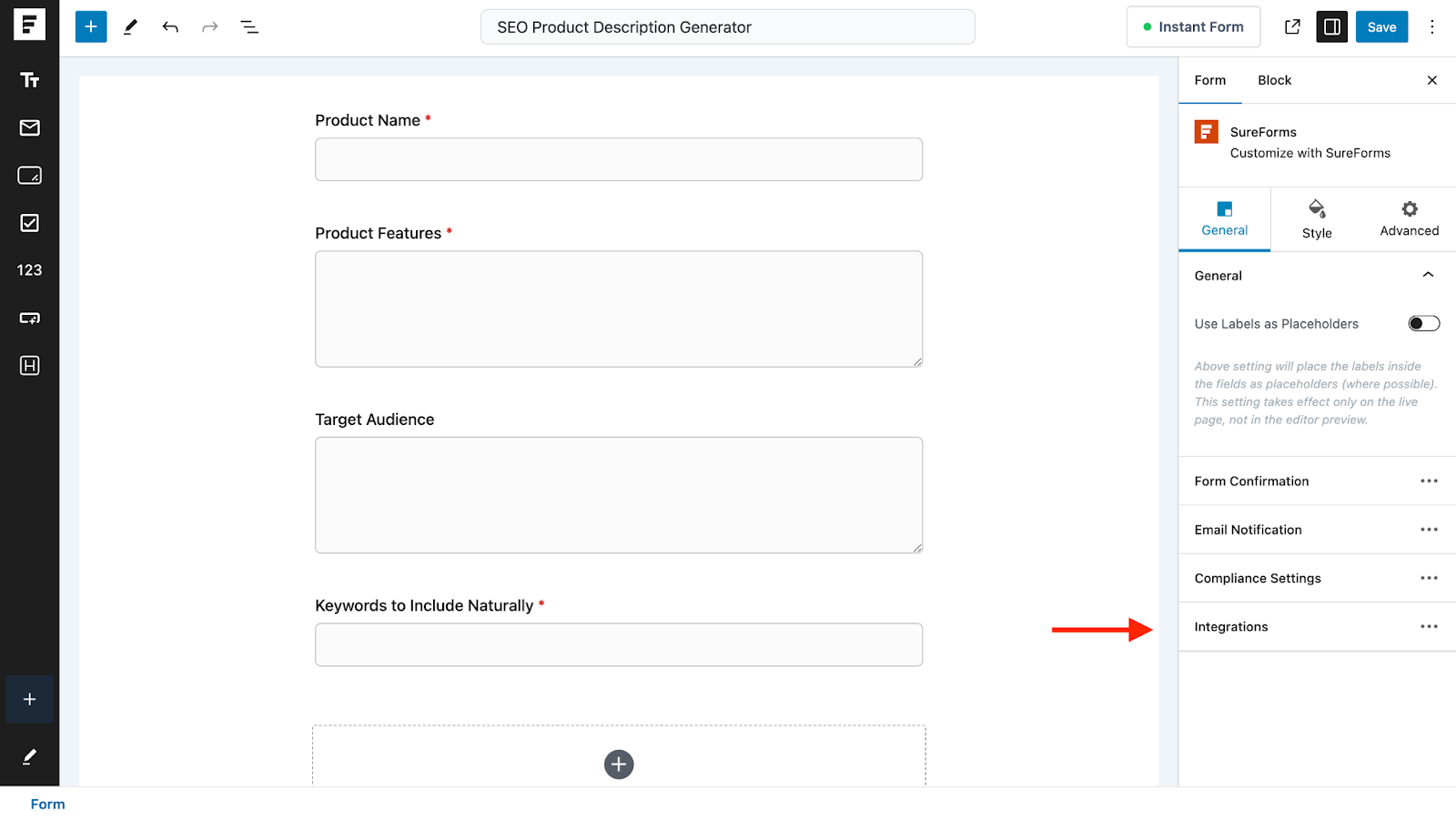 Automate WordPress Forms with the Custom App Builder click on integrations