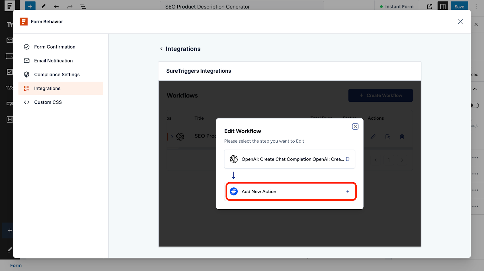 Automate WordPress Forms with the Custom App Builder add a new action