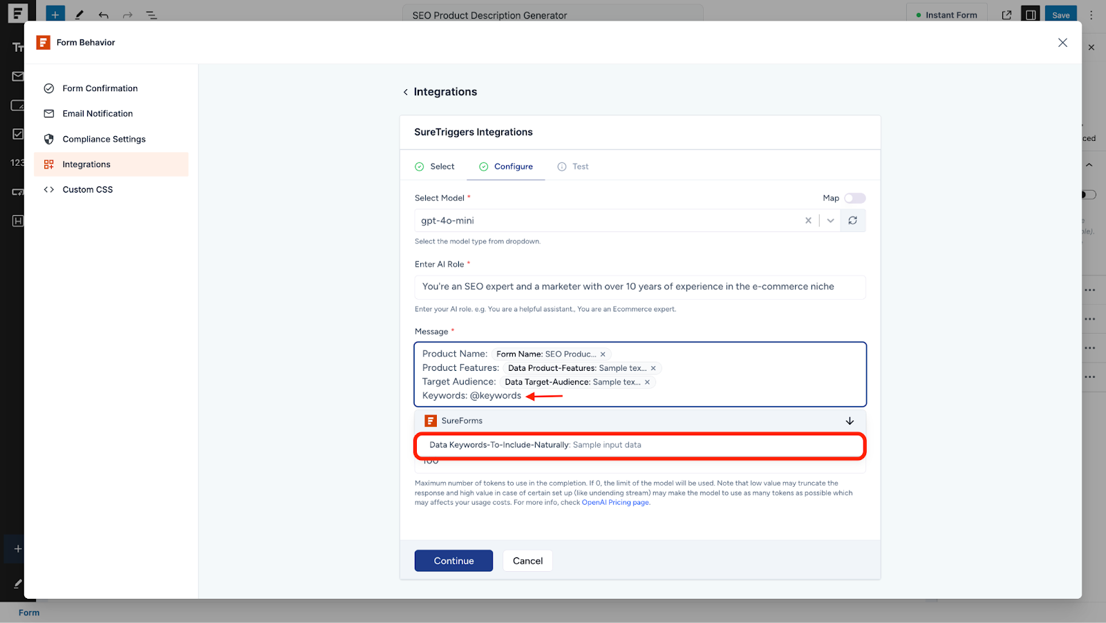 Automate WordPress Forms with the Custom App Builder map the data from your trigger event