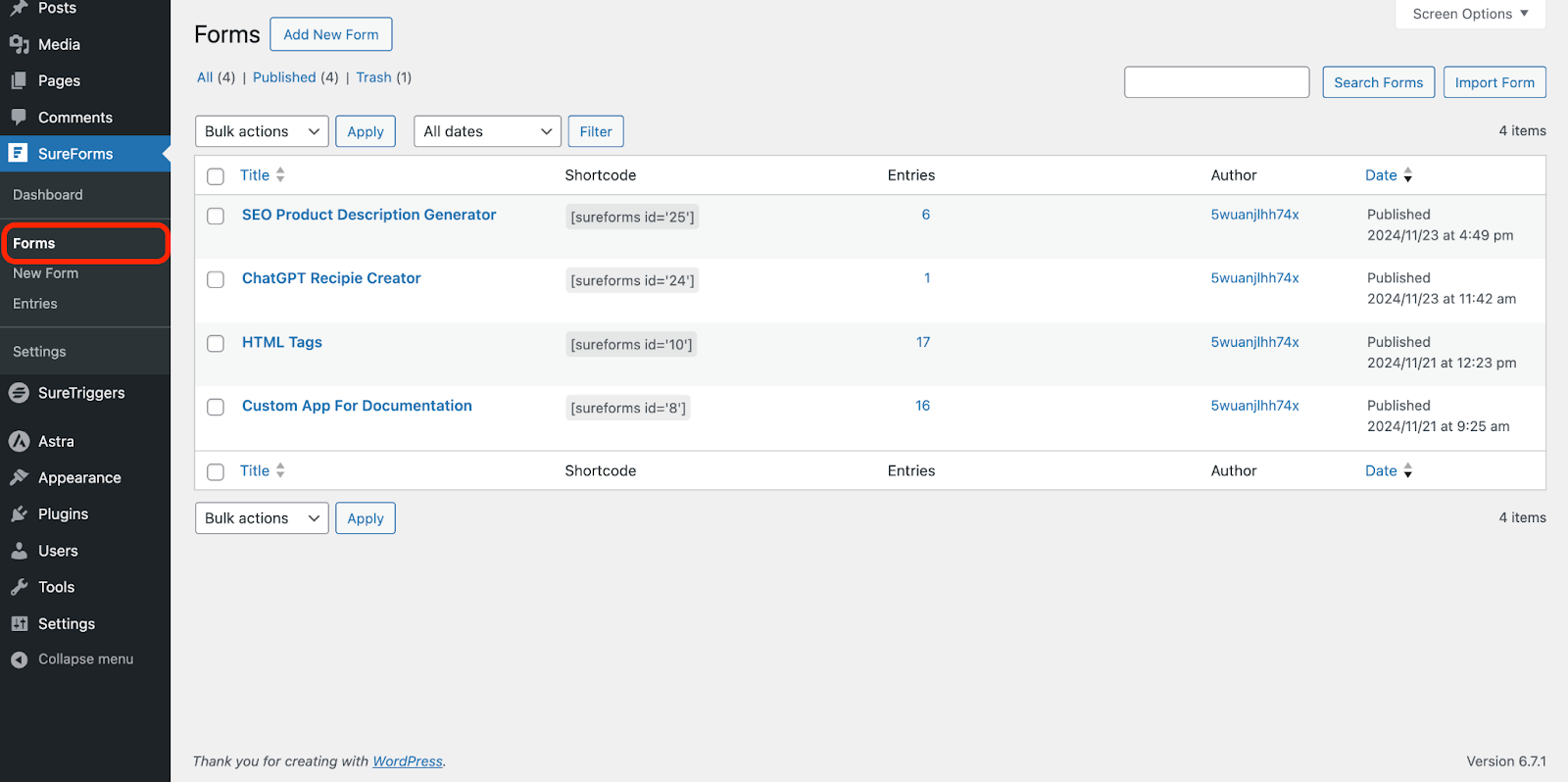 Automate WordPress Forms with the Custom App Builder select the form