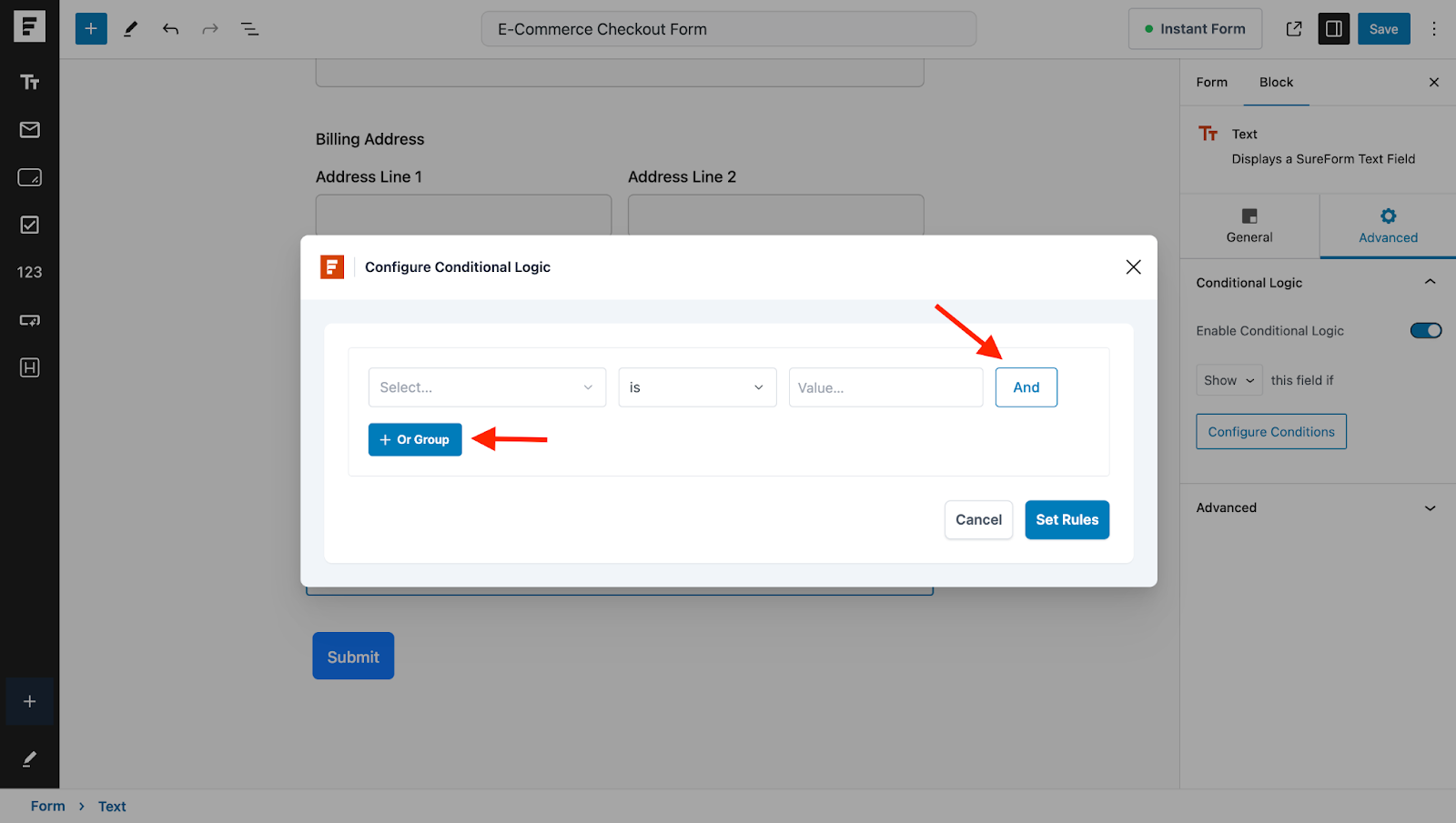 and vs or conditions