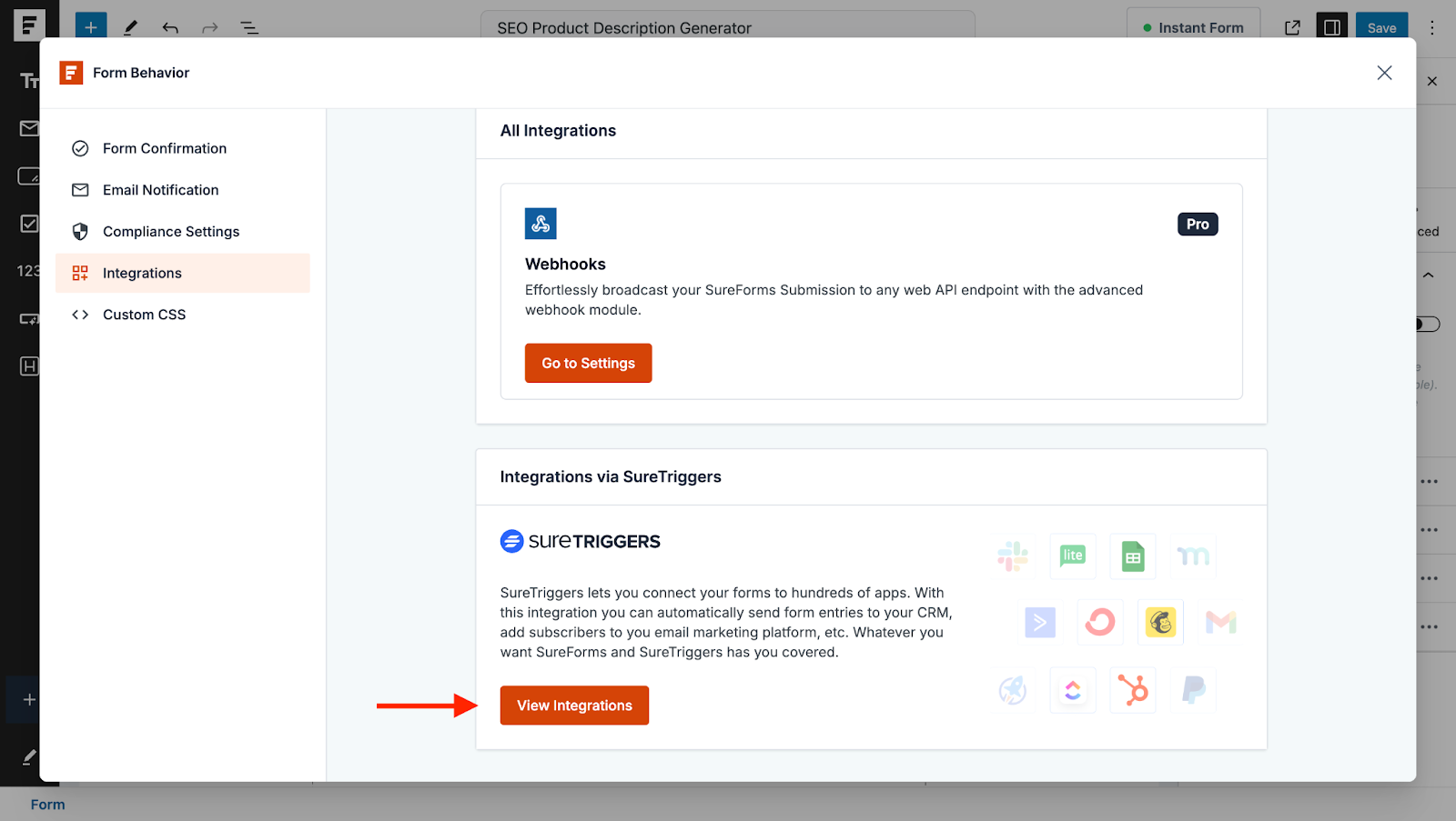 Automate WordPress Forms with the Custom App Builder view your integrations