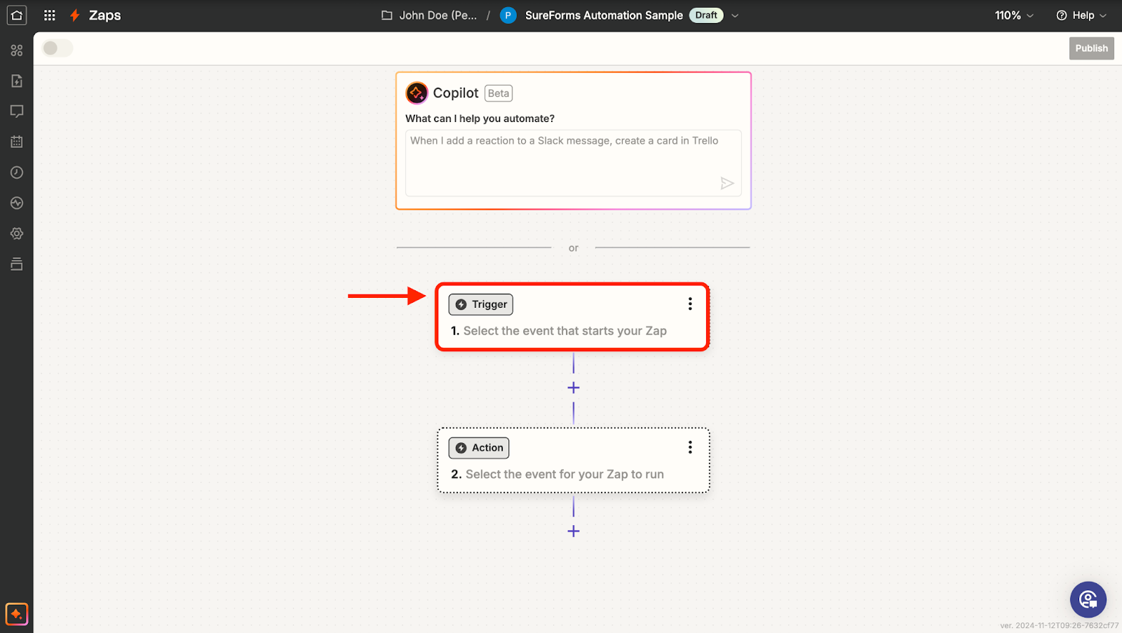 click on the first trigger step