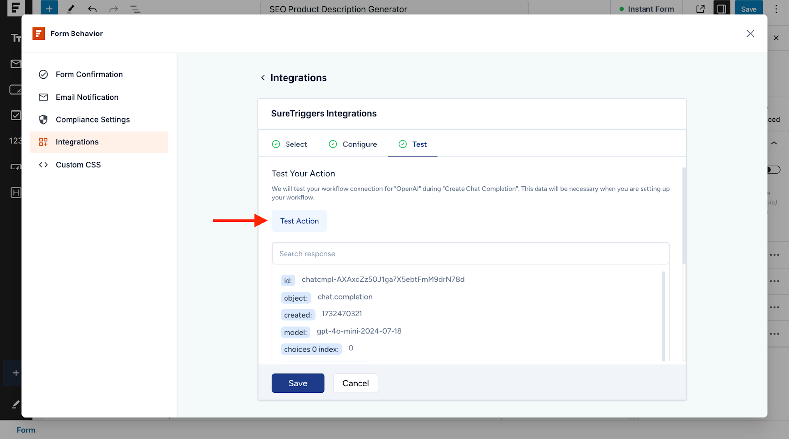 Automate WordPress Forms with the Custom App Builder test your action