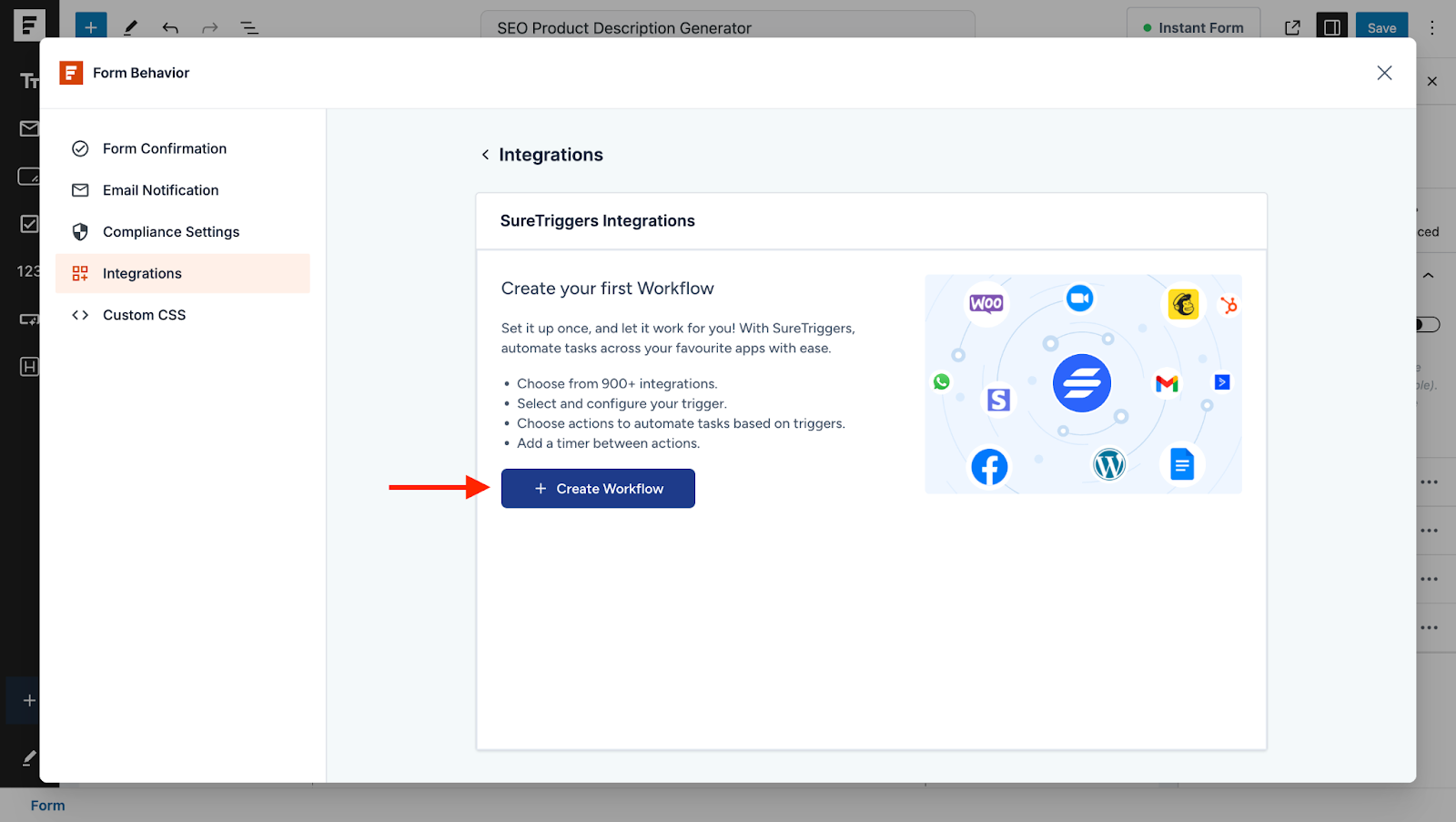 Automate WordPress Forms with the Custom App Builder create a new workflow