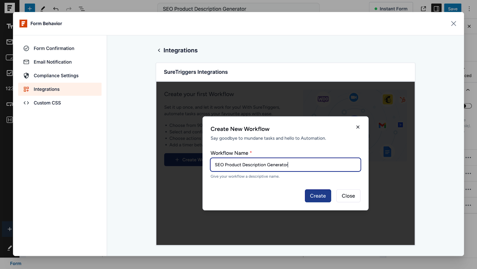 Automate WordPress Forms with the Custom App Builder provide a workflow name