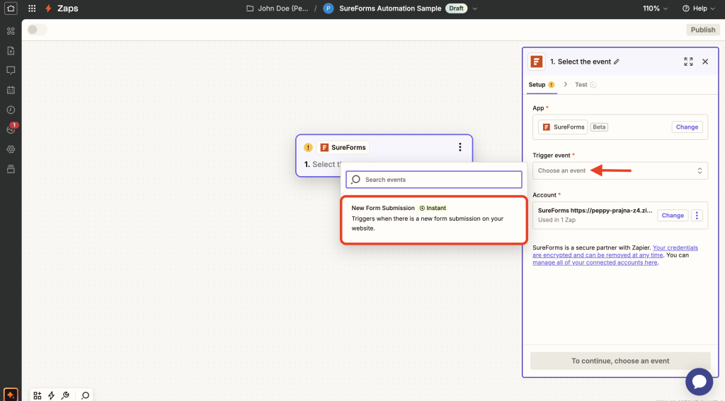 select trigger event