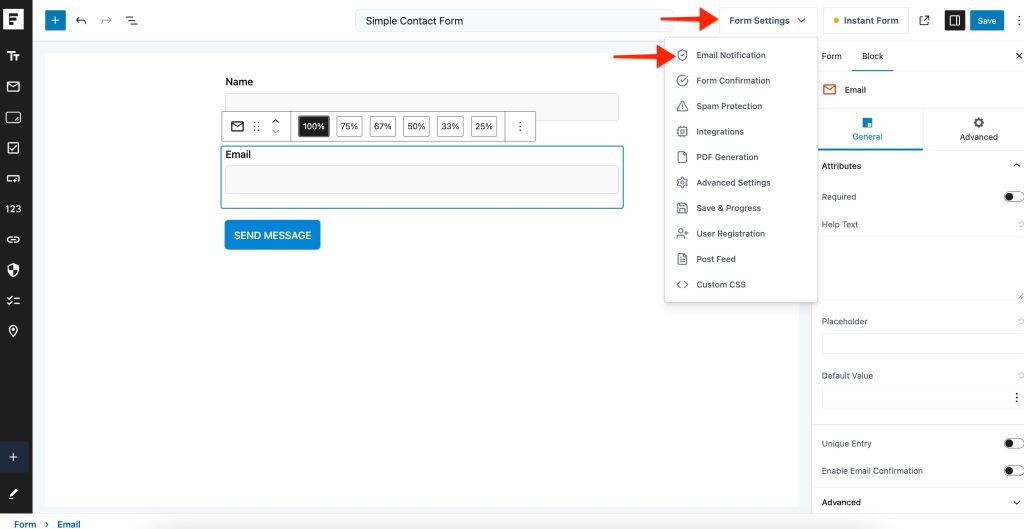 form email notifications