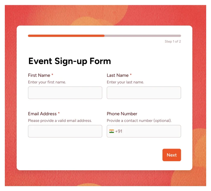Event Sign-up Form Event Sign-up Form