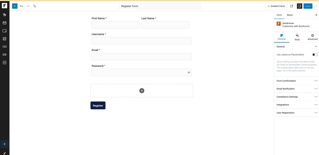 SureForms Registration Block – Step-by-Step Guide Register Form 1024x499