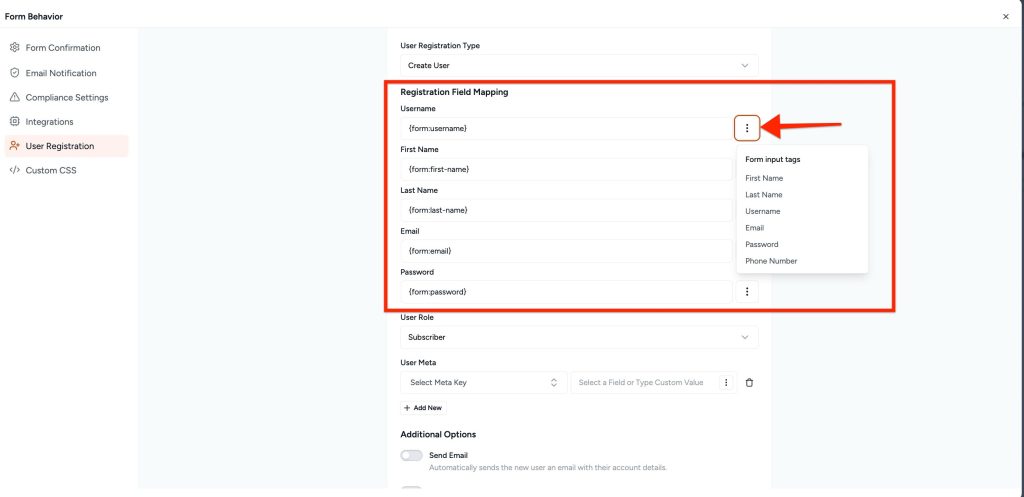 SureForms Registration Block – Step-by-Step Guide Registration Field Mapping 1024x497