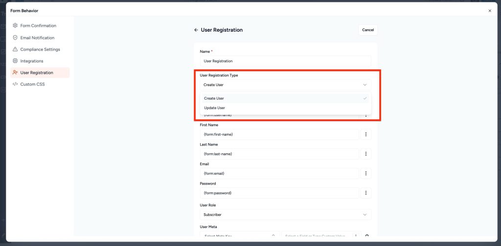 SureForms Registration Block – Step-by-Step Guide User Registration Type 1024x504