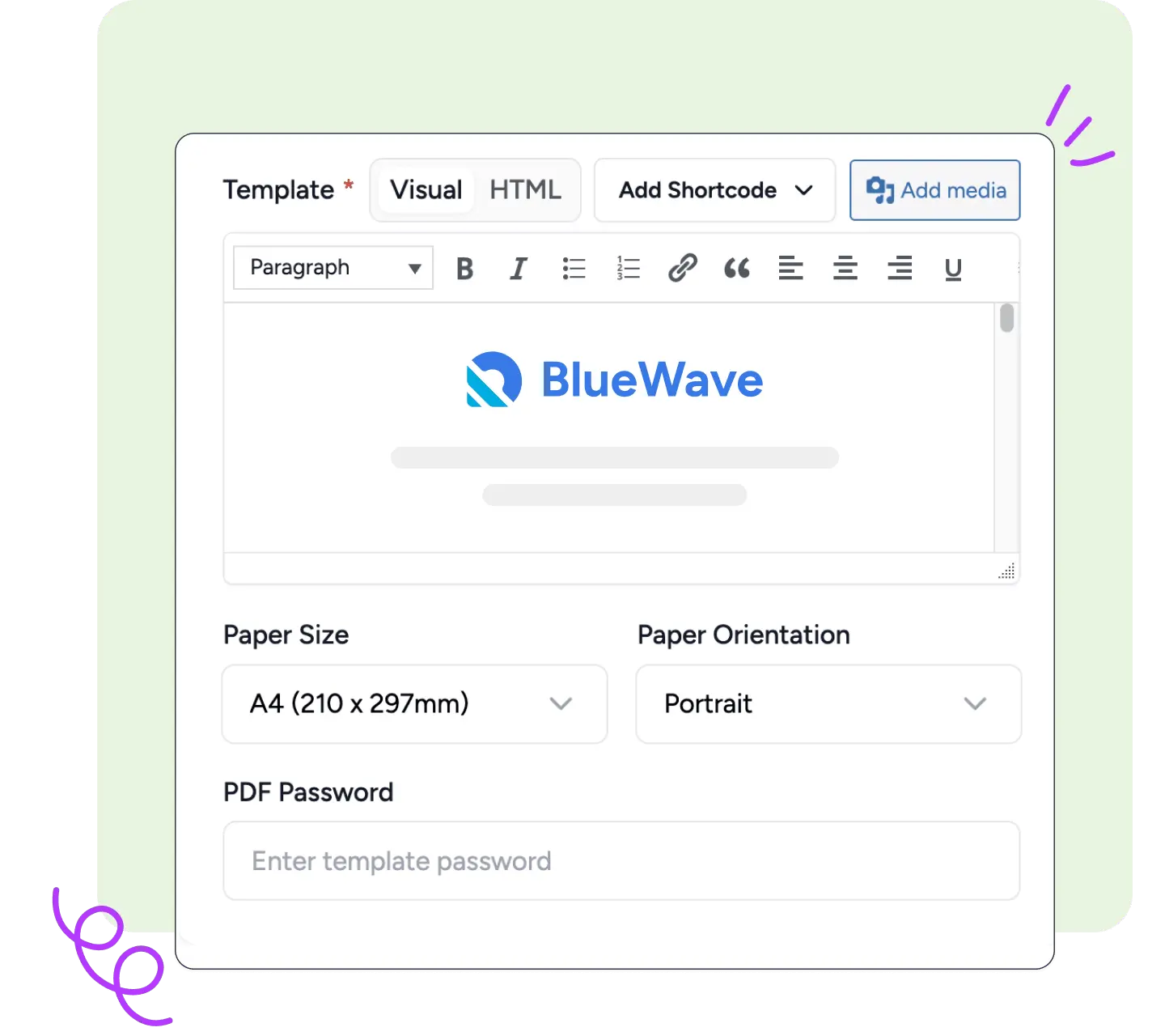 template-options Templates option