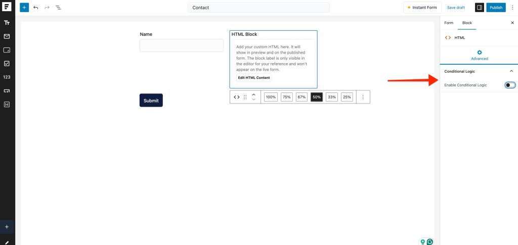 Select the HTML block