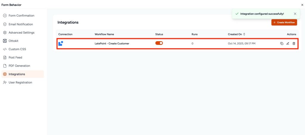 SureForms Integration with LatePoint latepoint workflow