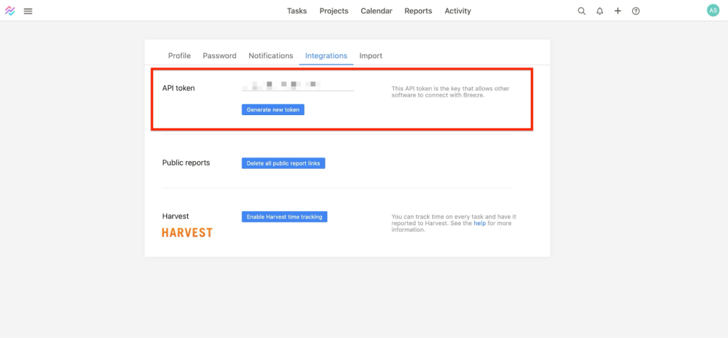 SureForms Integration with Breeze Breeze API token