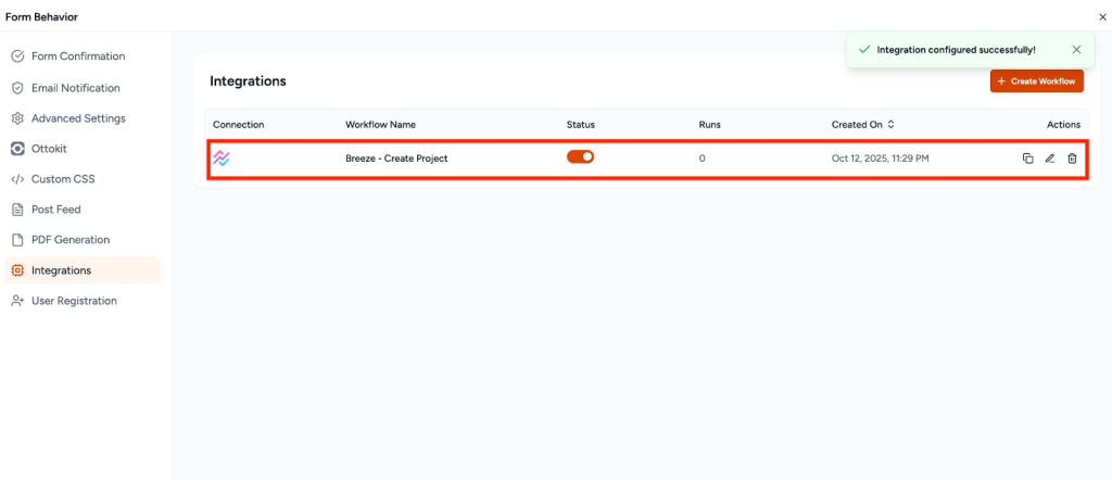 SureForms Integration with Breeze Breeze Workflow