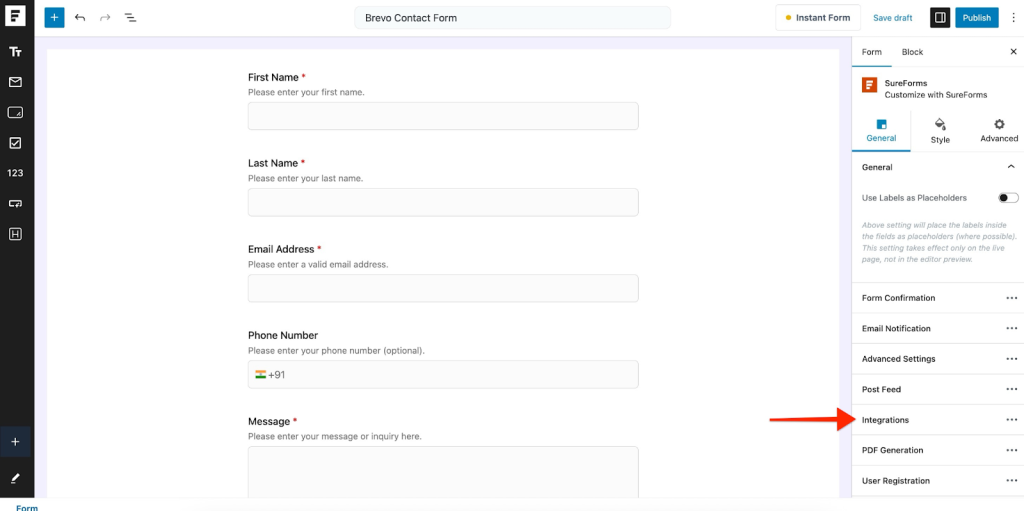 SureForms Integration with Brevo image