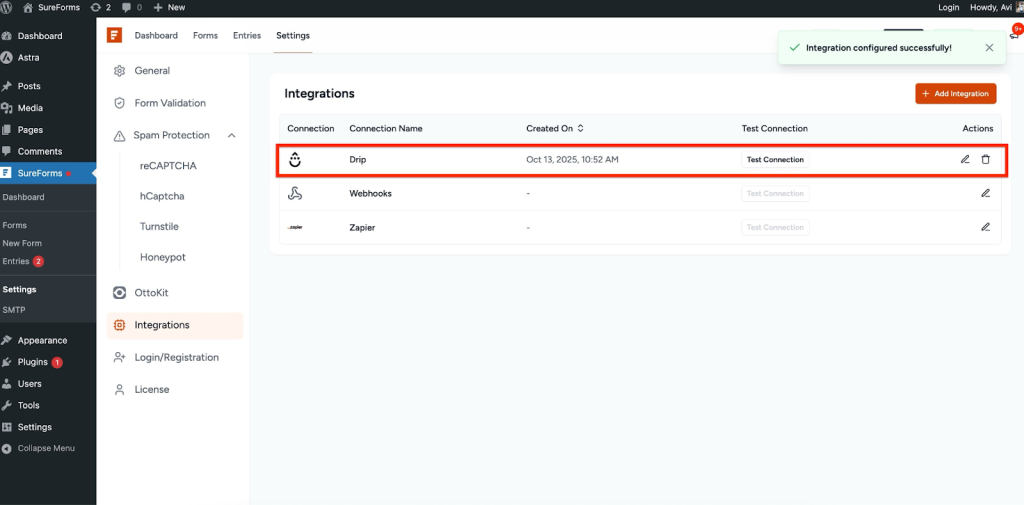  Drip connection added.