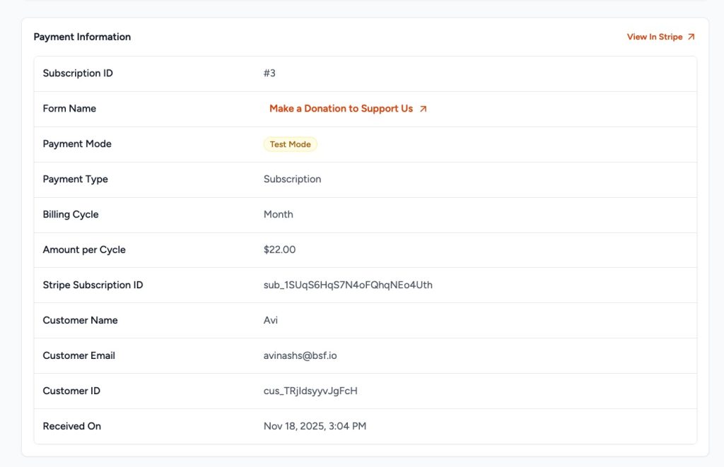 SureForms Payments payment information