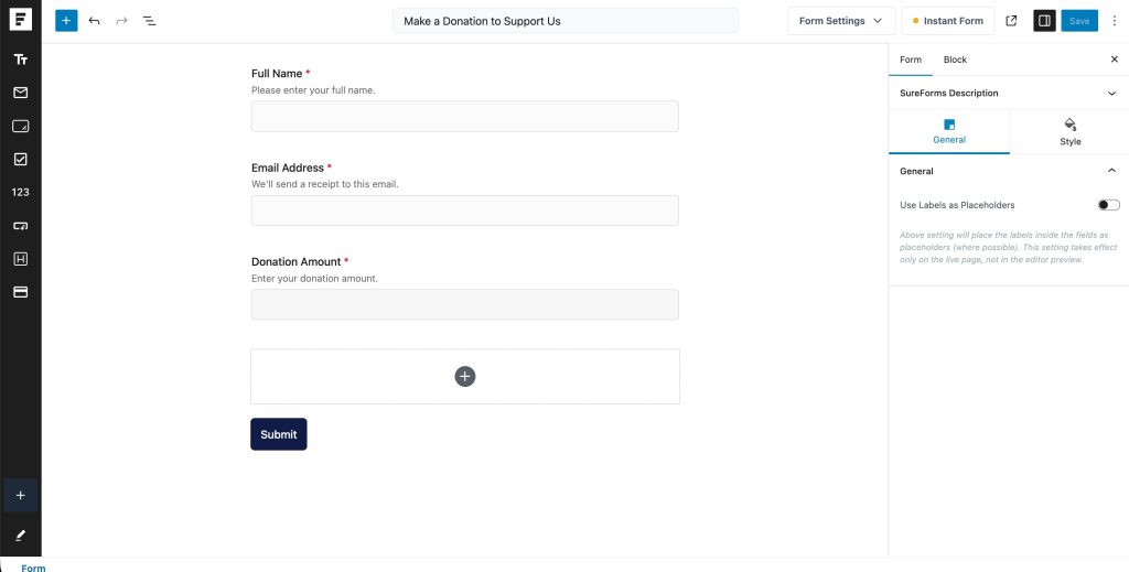 create form for payment