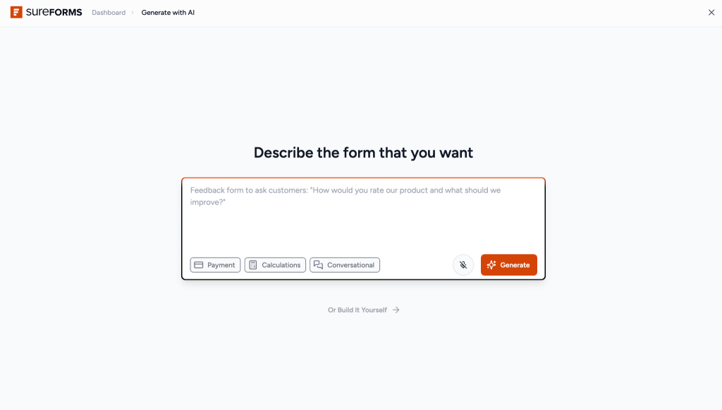 SureForms new Form Creations Flow