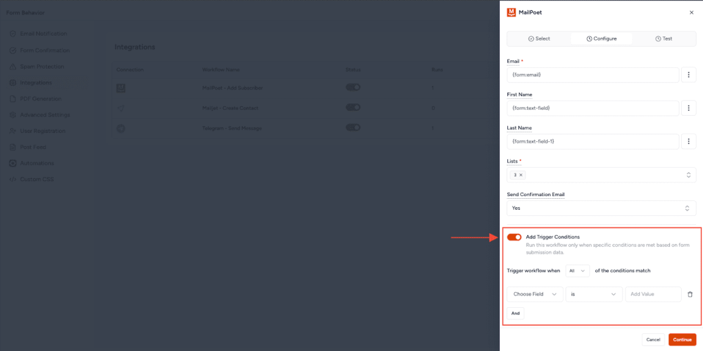 Conditional Logic with Integrations Conditional Logic