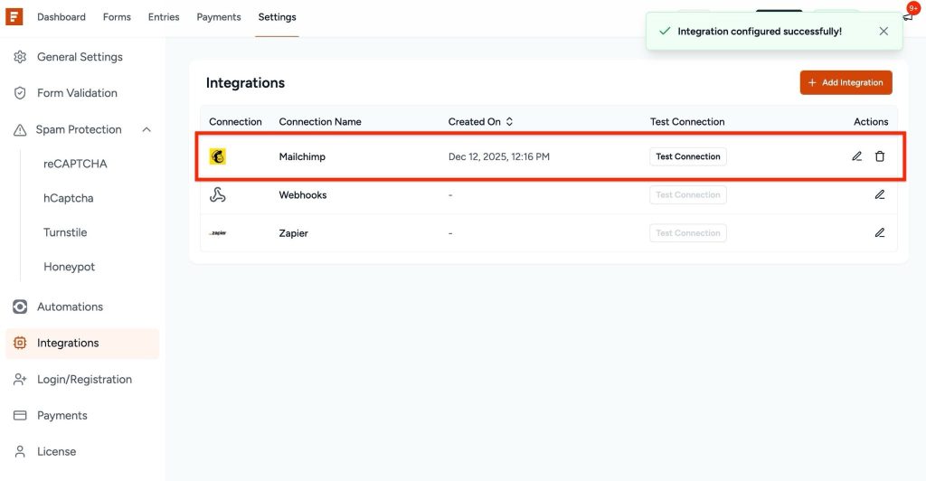 SureForms Integration with Mailchimp image