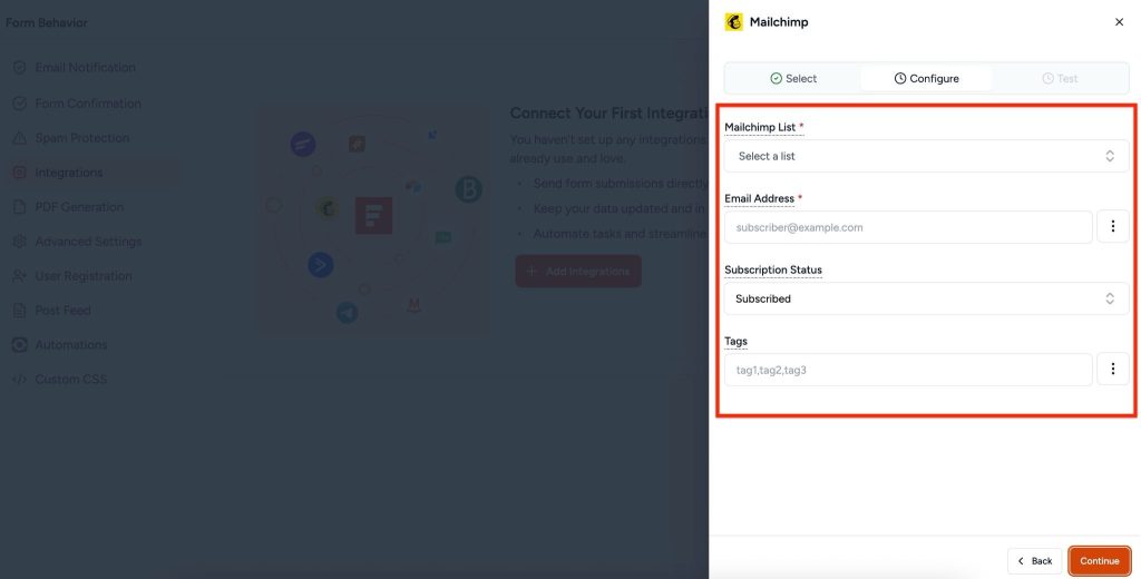 SureForms Integration with Mailchimp image
