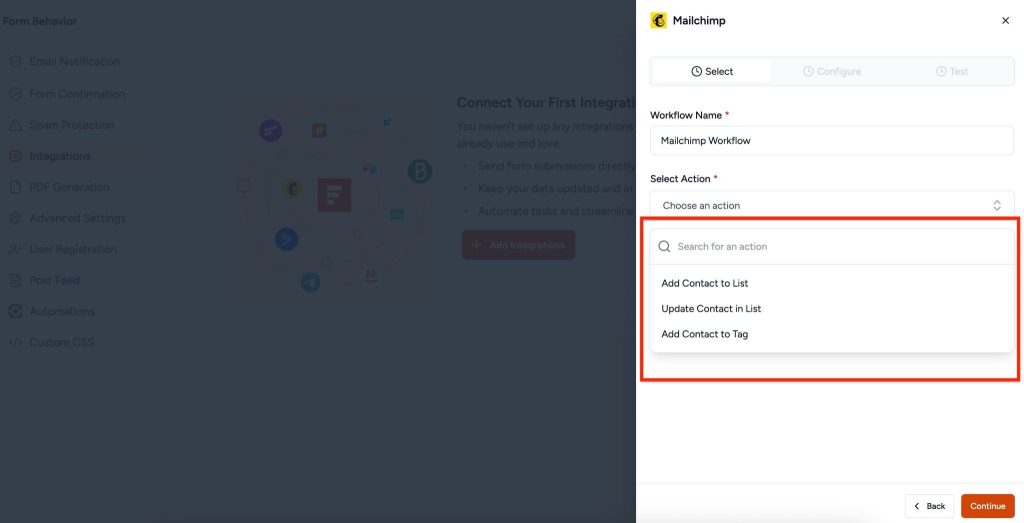 SureForms Integration with Mailchimp image