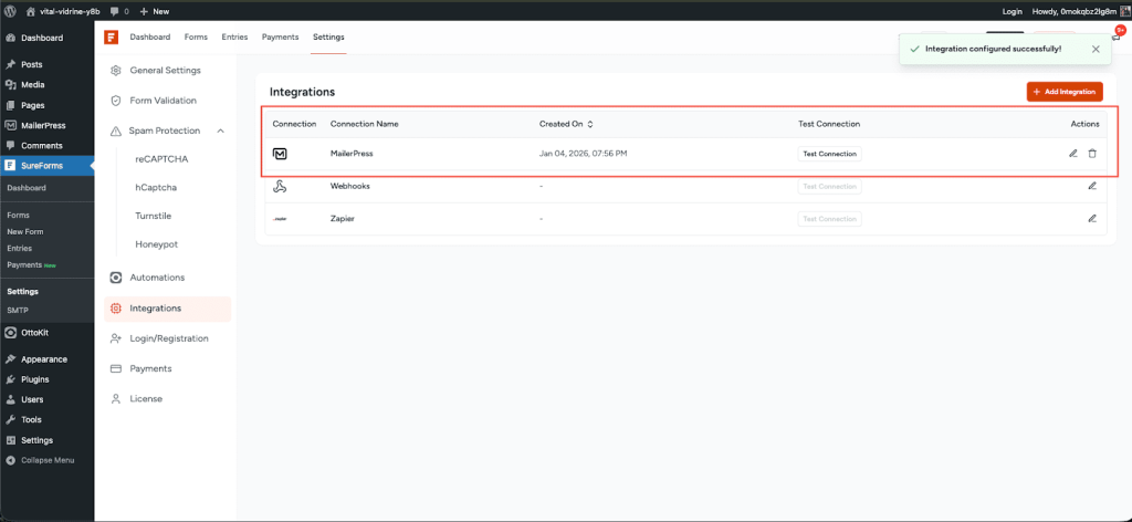 SureForms Integration with MailerPress image