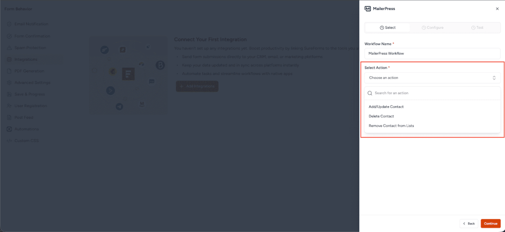 SureForms Integration with MailerPress image