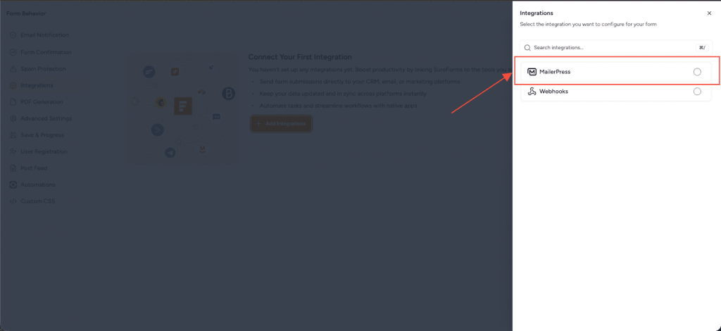 SureForms Integration with MailerPress image