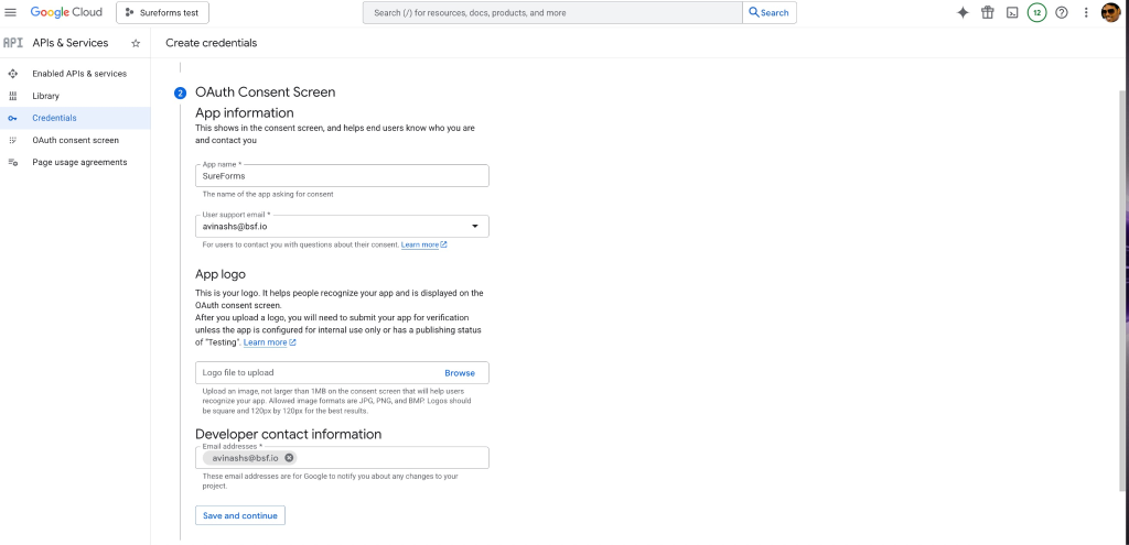 Configure OAuth Consent Screen