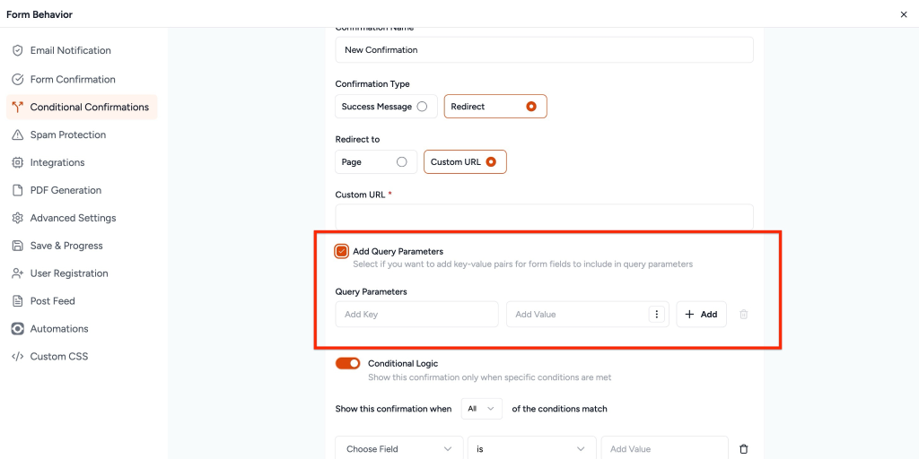 Add Query Parameters option