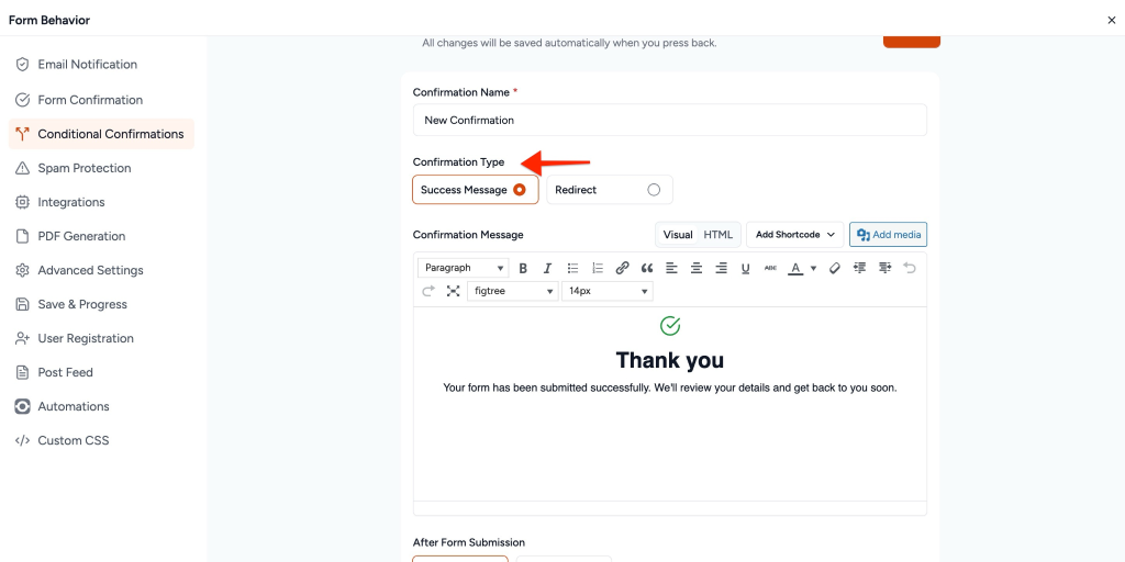 Add New Conditional Confirmation