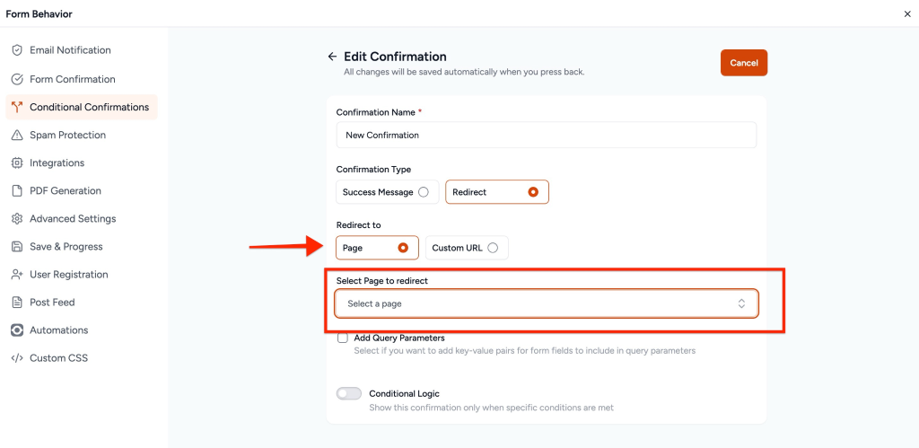 Select an existing page