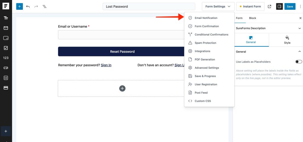 Custom Lost Password and Reset Password Pages email notifications lost password