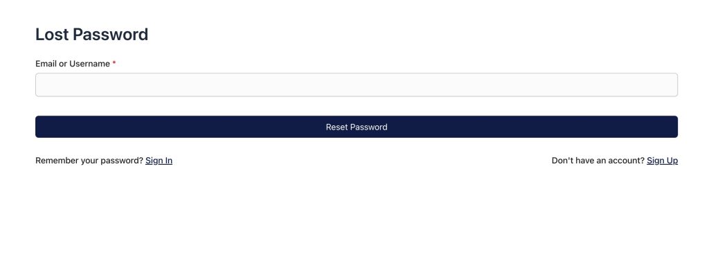 Custom Lost Password and Reset Password Pages lost password form