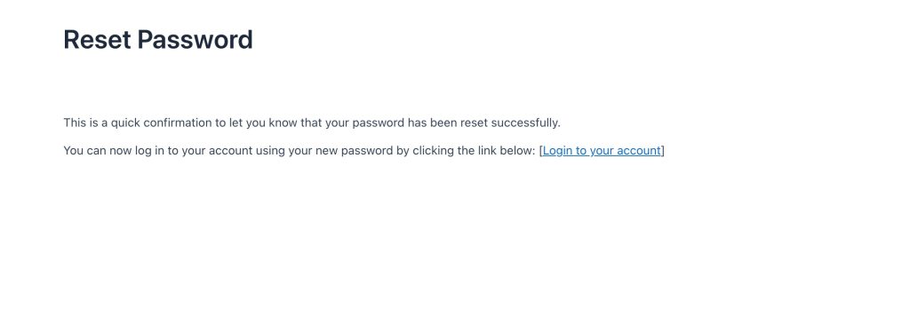Custom Lost Password and Reset Password Pages reset password message