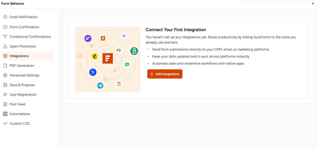 SureForms Integration with WP Fusion Click Add Integration