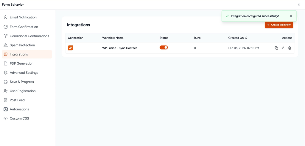 SureForms Integration with WP Fusion WP Fusion added.